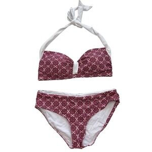NipTuck Swim Halter‎ Bikini Set Padded Cups Tummy Control Womens Size 10